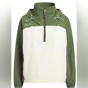 Ralph Lauren RLX Womens Color-Blocked Taffeta Packable Anorak Cargo Cream - AW22